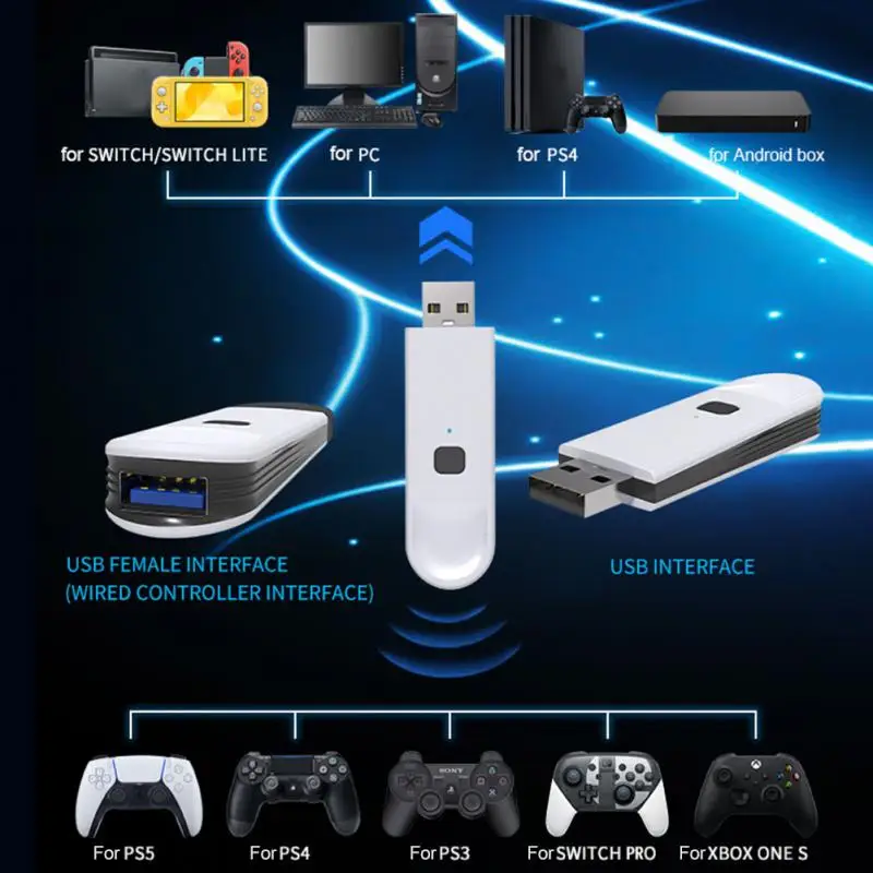 

Wireless Gamepad USB Bluetooth Transmission Receiver Handle Converter Bluetooth Adapter For Switch PC PS3 PS5 XBOX ONE/S Handle