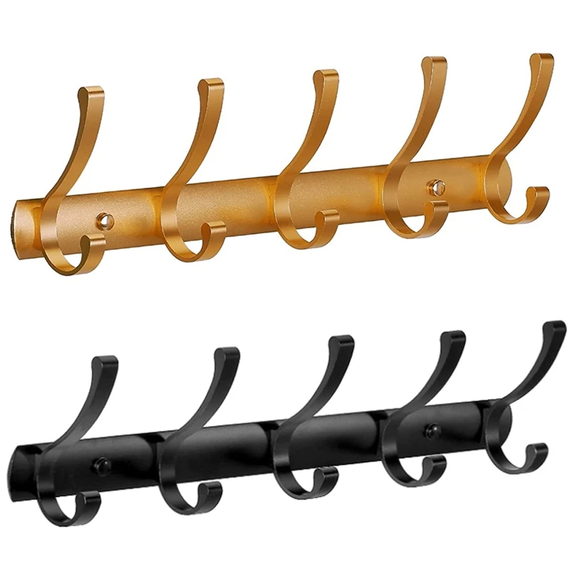 

Coat Hooks Wall Mounted, 5 Double Hooks Coat Hooks Rail, Coat Rack For Bedroom, Cloakroom, Coat, Bathroom, Towel