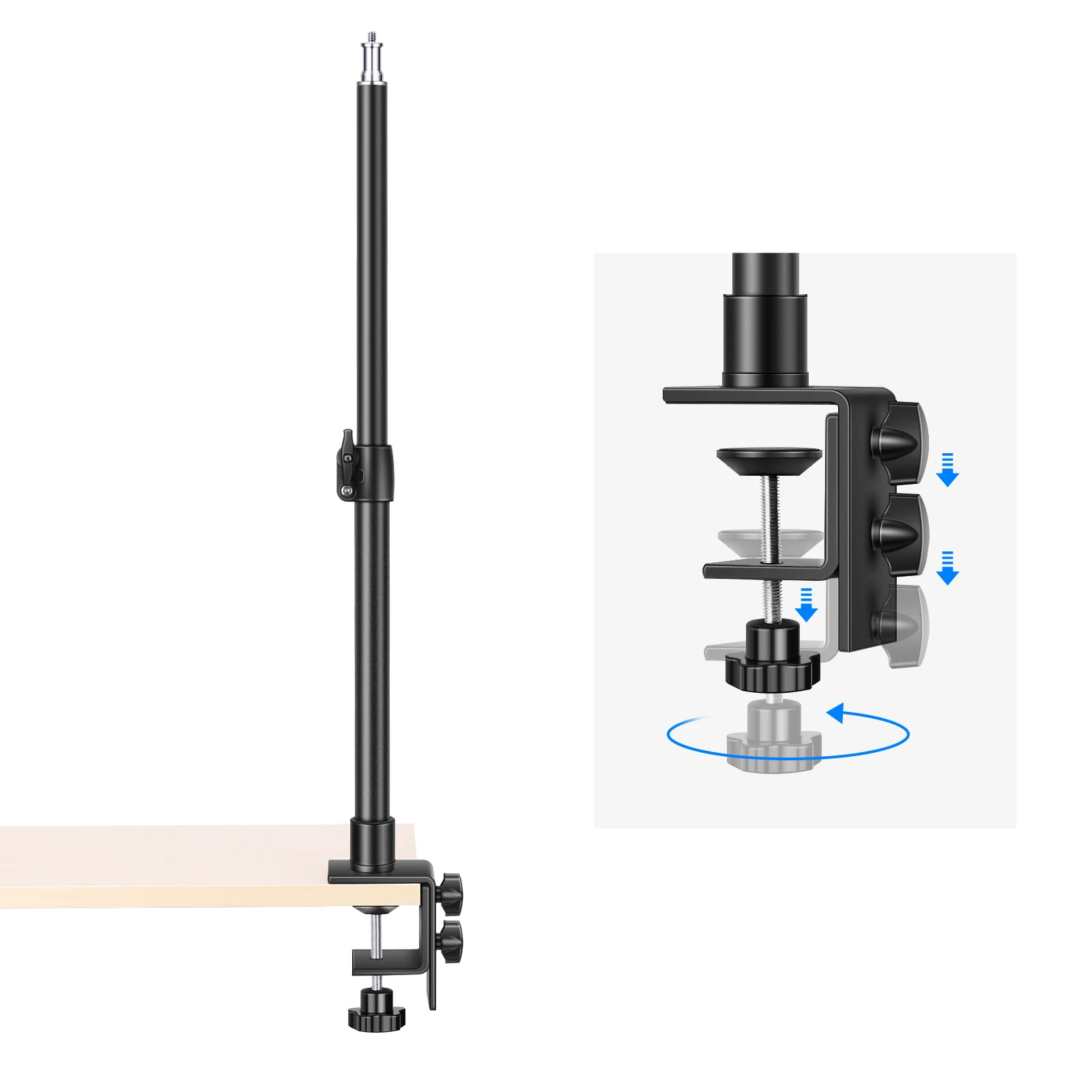 

Neewer Desk Mounting Stand, 13.8-23.6 inches Tabletop Light Stand Clip Stand for Video Light/Ring Light/DSLRs, Aluminum Alloy
