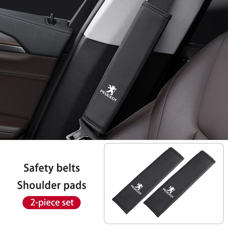 

2 PCS Car Seat Belts Cover Soft Leather Seatbelt Shoulder Pad Car Accessories for Peugeot 208 308 3008 207 107 206 307 407 2008