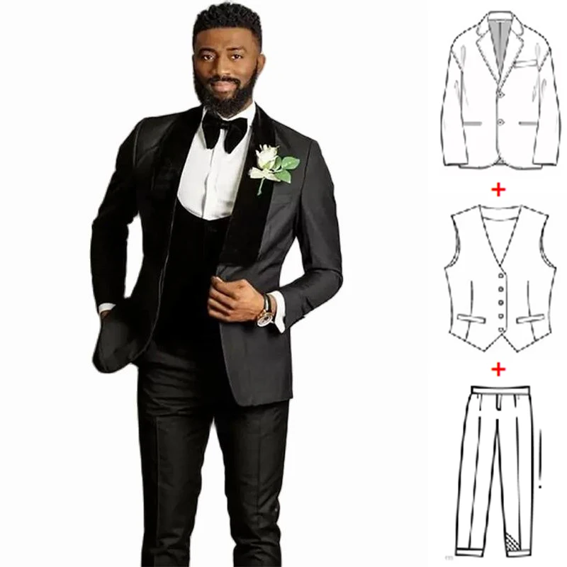 Tailor Made 3 Piece Suits for Men Slim Fit Wedding Tuxedo Groomsmen Best Man Formal Party Male Suits Trajes De Hombre