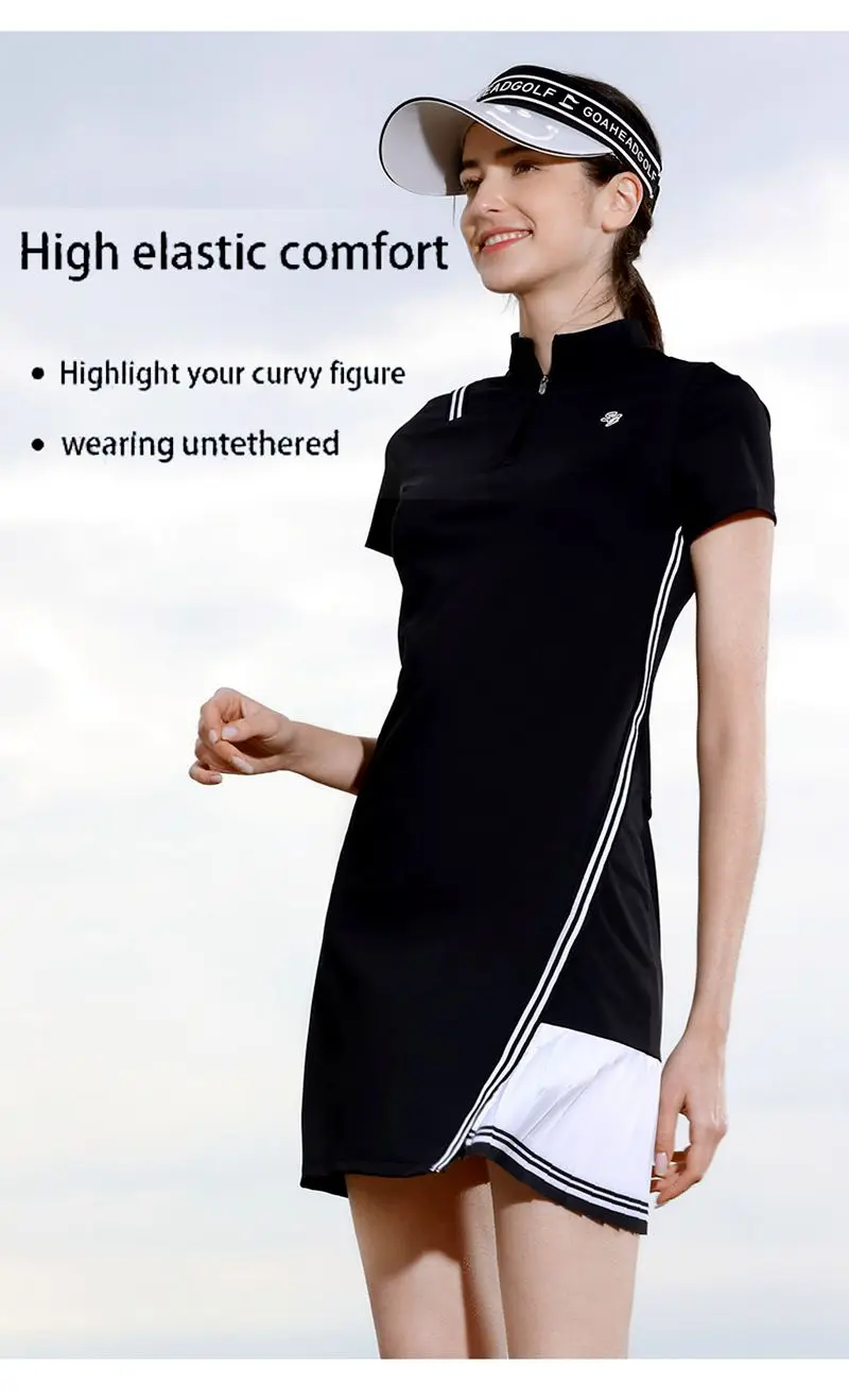 2023 Golf Skirt Women‘s Summer New Stand Collar Waist Slimming Breathable Fashion GOLF Sports Quick-Drying Ladies  Golf Dress
