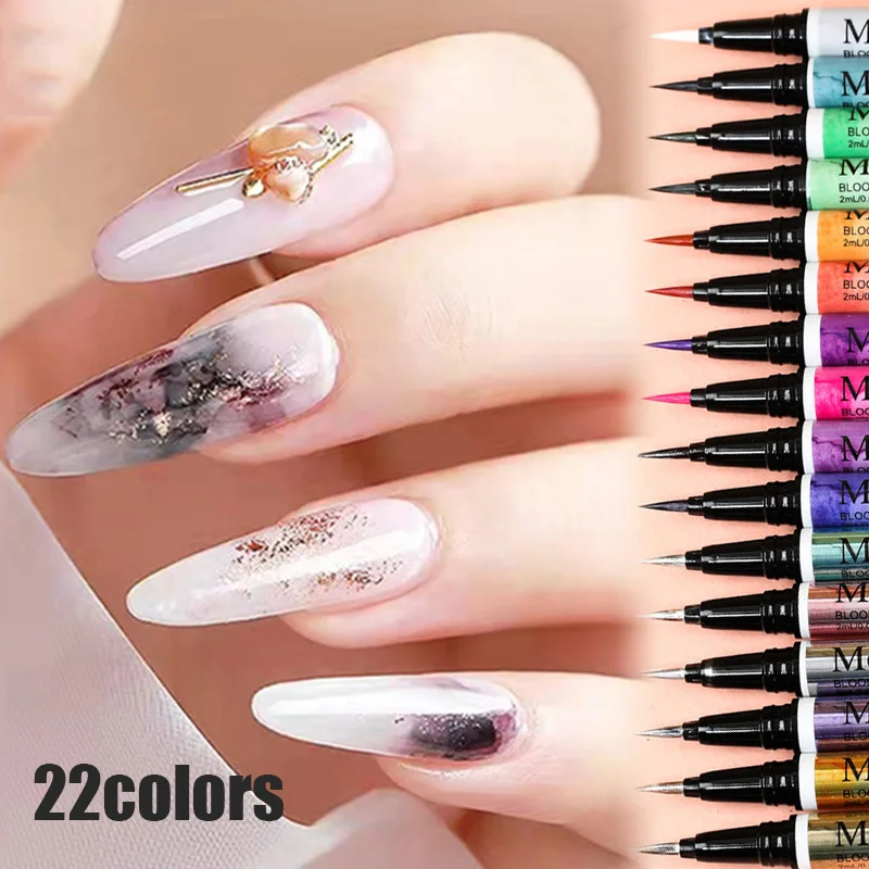 

Nail Blossom Polish Pen Marbling Blooming Abstract Painting Watercolor Ink Drawing Pen DIY Art Manicure Tool 22 Colors