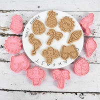 8pcsset flamingo pineapple cake mold 3d fondant biscuit cookie cutters mould baking tool for hawaiian luau summer party decor