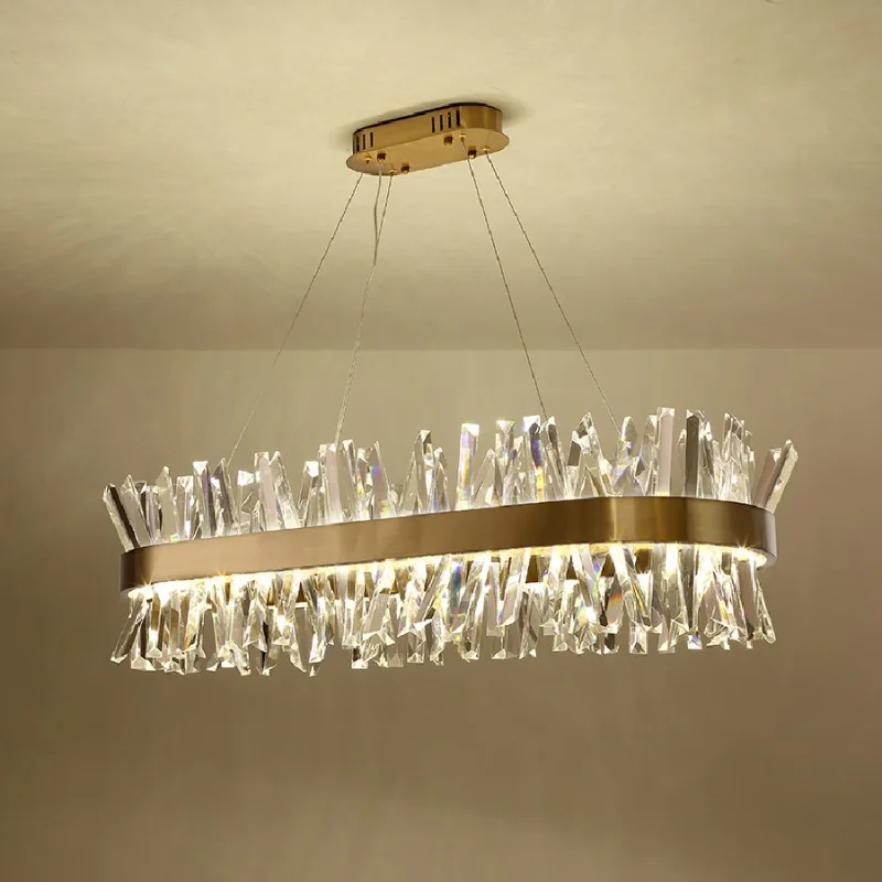 

Chandeliers LightsLustre Design Crystal Rectangle Modern LED Golden Restaurant Luxury Upscale Villa Living Room Crystal