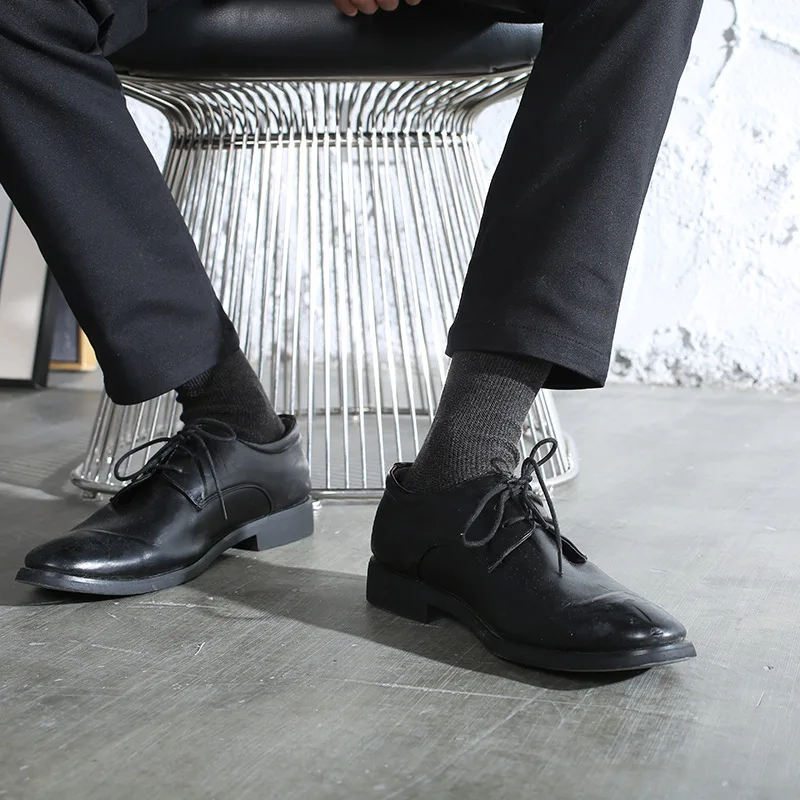 New Men's Wool Socks Solid Color Simple Sports Autumn Winter Thick Warm Business Socks Wholesale 5 Pair