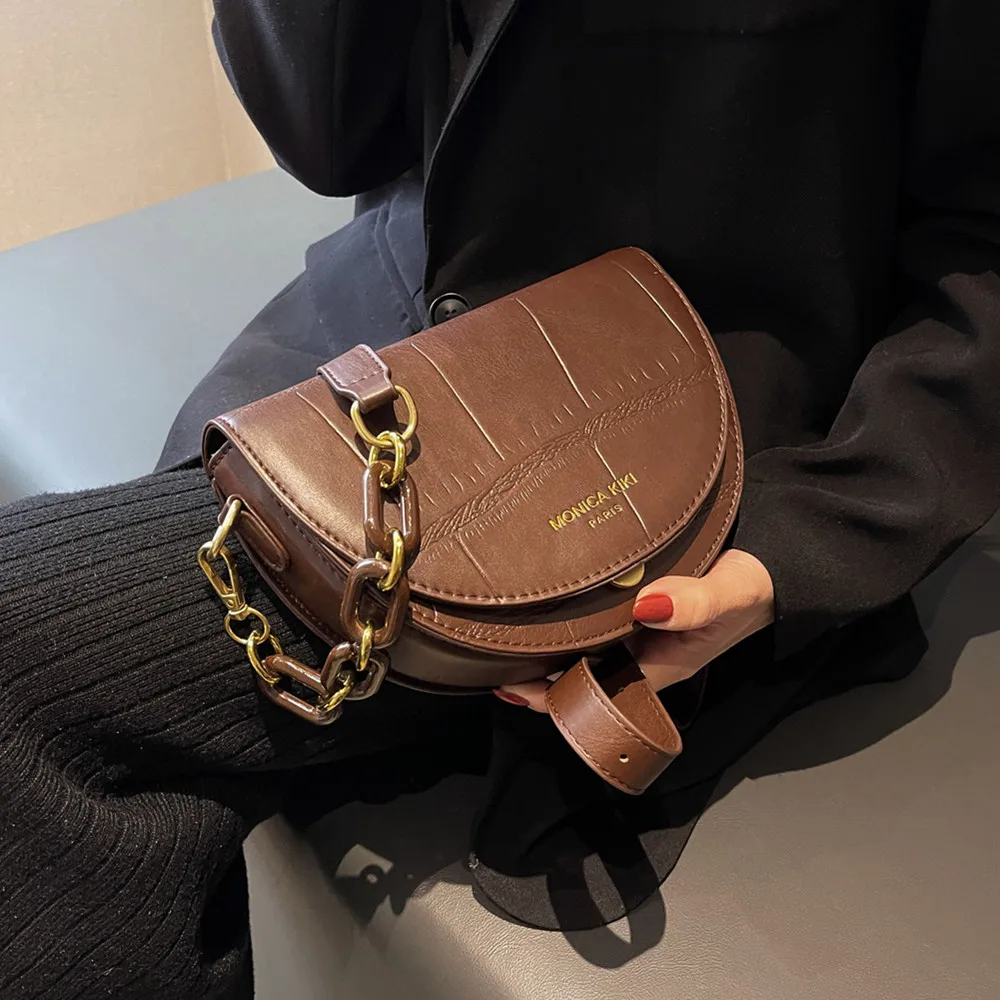 

Burminsa Saddle Small Crossbody Bags For Women 2022 Winter Vintage Designer Triple Compartments Shoulder Purse Ladies Handbags