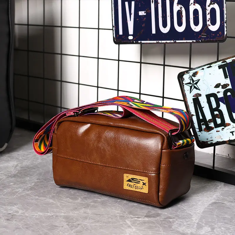 Men's Fashion Presbyopic Leather Messenger Bag  Shoulder Bag Casual New Crossbody Bag