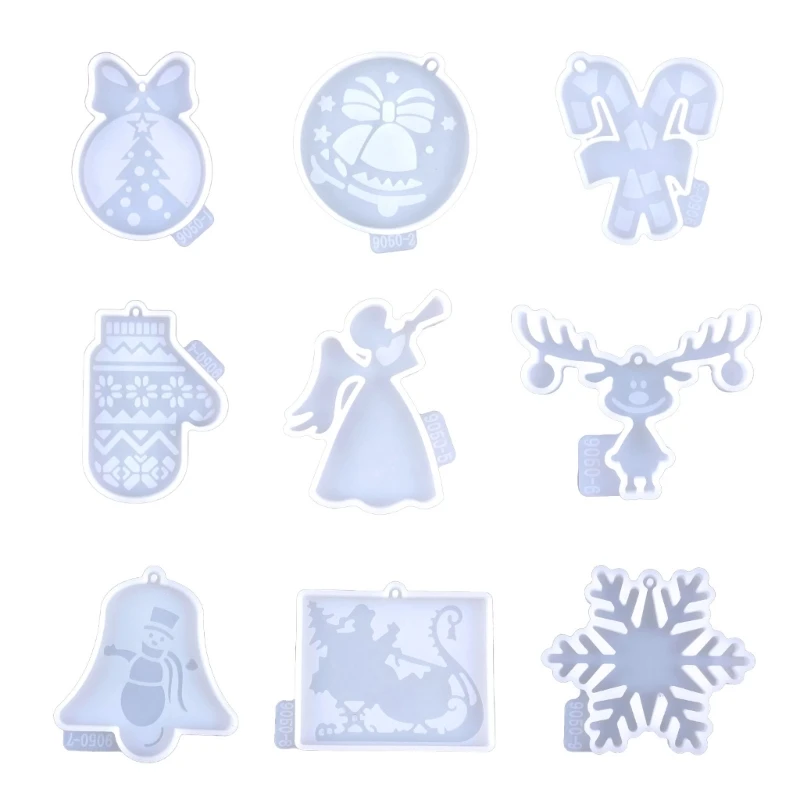 

9Pcs DIY Christmas Series Keychain Silicone Epoxy Mold DIY Necklace Pendant Jewelry Crafting Mould for Christmas Gift