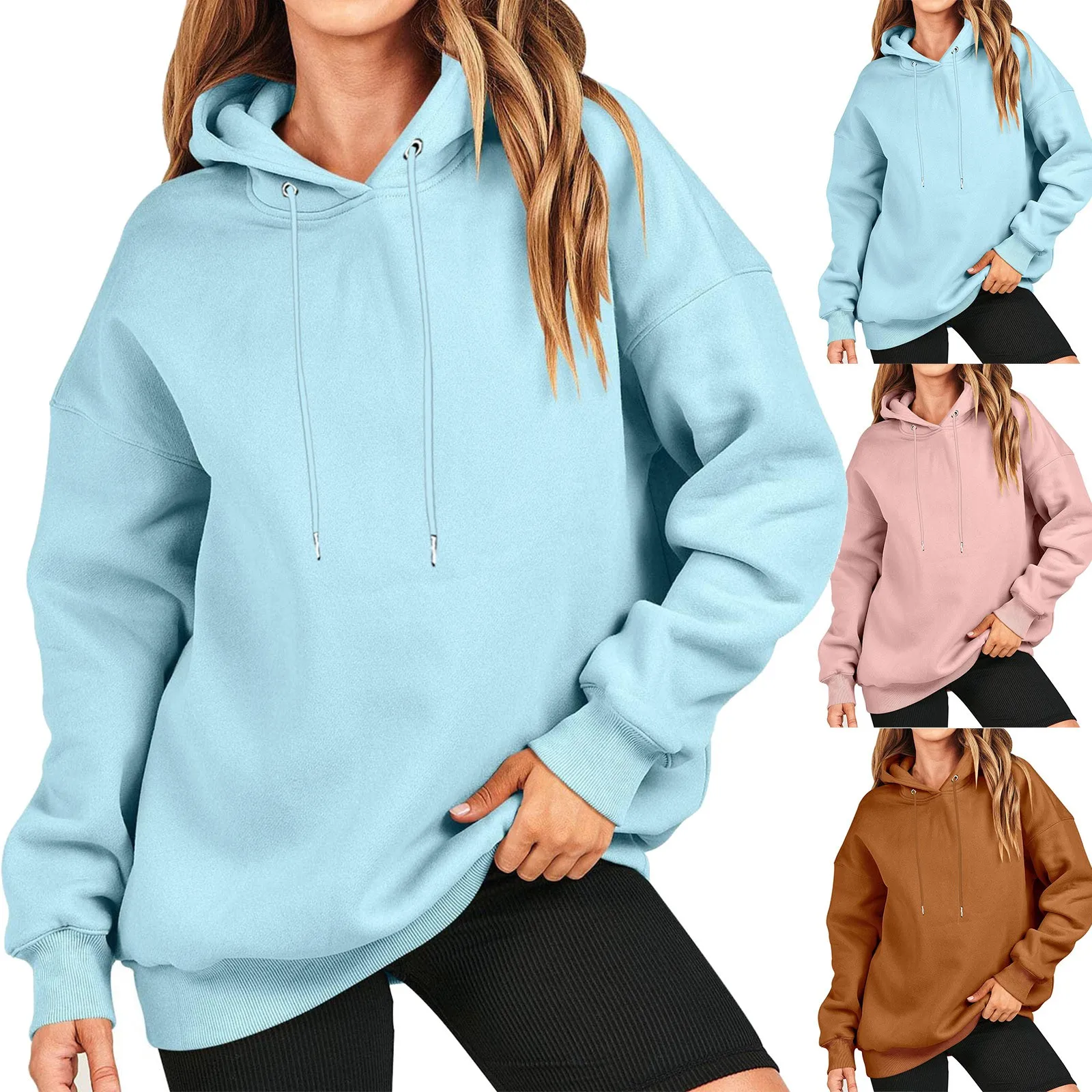 

Толстовка Женская однотонная с капюшоном, Свободный пуловер с флисовой подкладкой, модный Повседневный Топ с длинным рукавом, Kuromi, Осень-зима