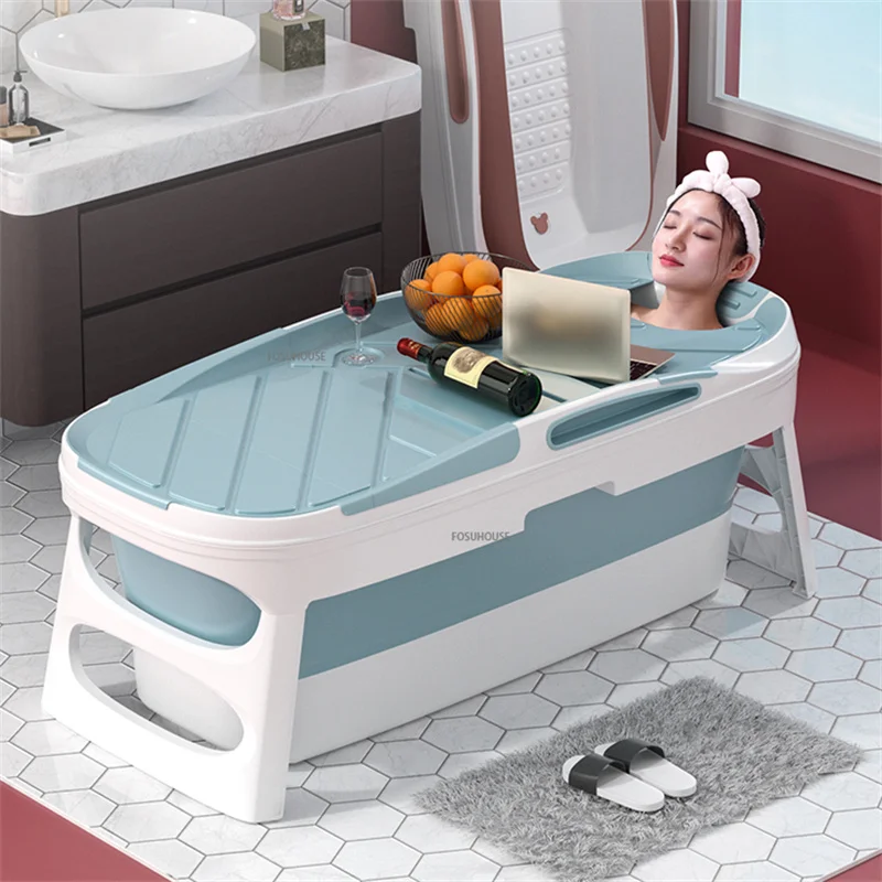 

Отдельно стоящая Ванна большой емкости домашняя утолщенная Пластиковая Складная силиконовая Ванна портативная ванна для взрослых с крышкой