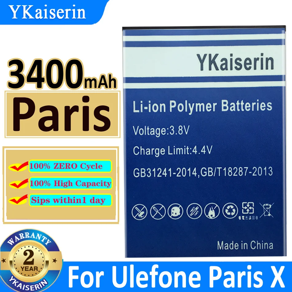 

YKaiserin Battery High Quality Baterij 3400mah For Ulefone Paris X Replacement Battery Bateria Batterij + Track NO