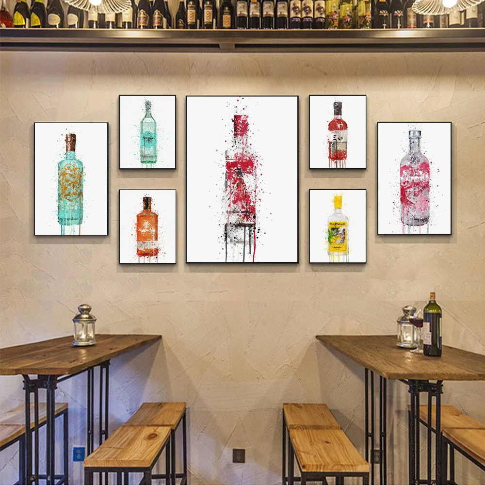 

Graffiti Wine Bottle Canvas Painting Fashion Colourful Painting And Prints Wall Picture For Kitchen Modern Style Art Posters