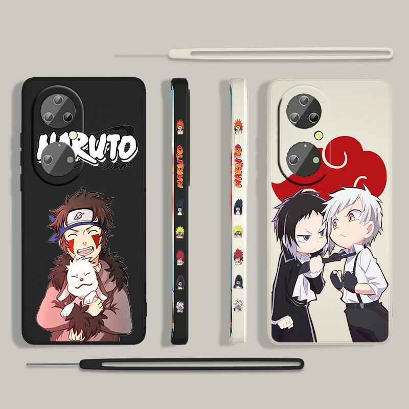 

Hot Anime NARUTO Logo boy For Huawei P50 P40 P30 P20 P Smart Z Pro Plus 2019 2021 Liquid Left Rope Phone Case Coque Capa Cover