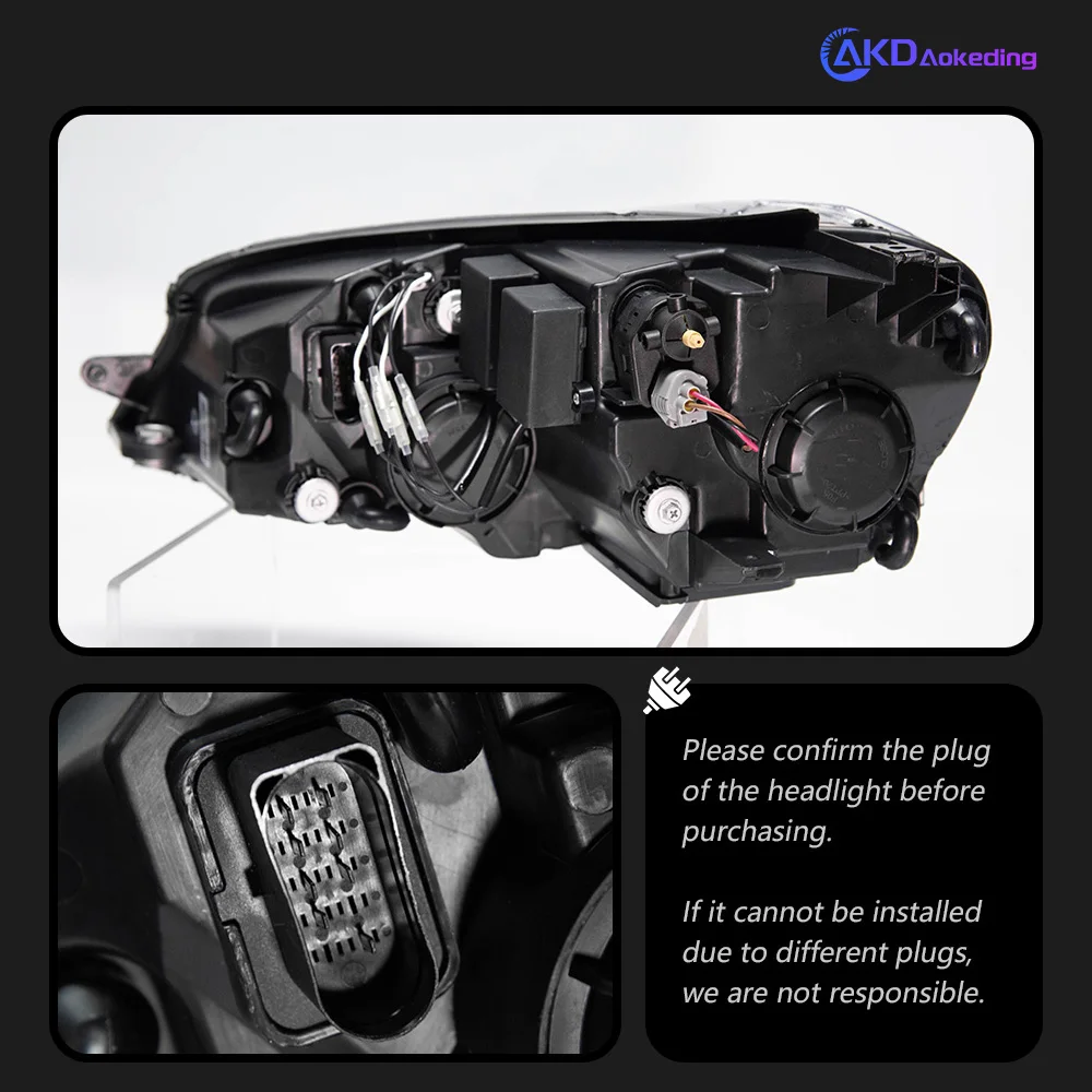 Фото Фара AKD для Golf 7 MK7 GTI, светодиодная фара 2013-2017, фары Golf 7 MK7 GTI с ДХО, указателями поворота, дальним светом и проектором Angel Eye №5