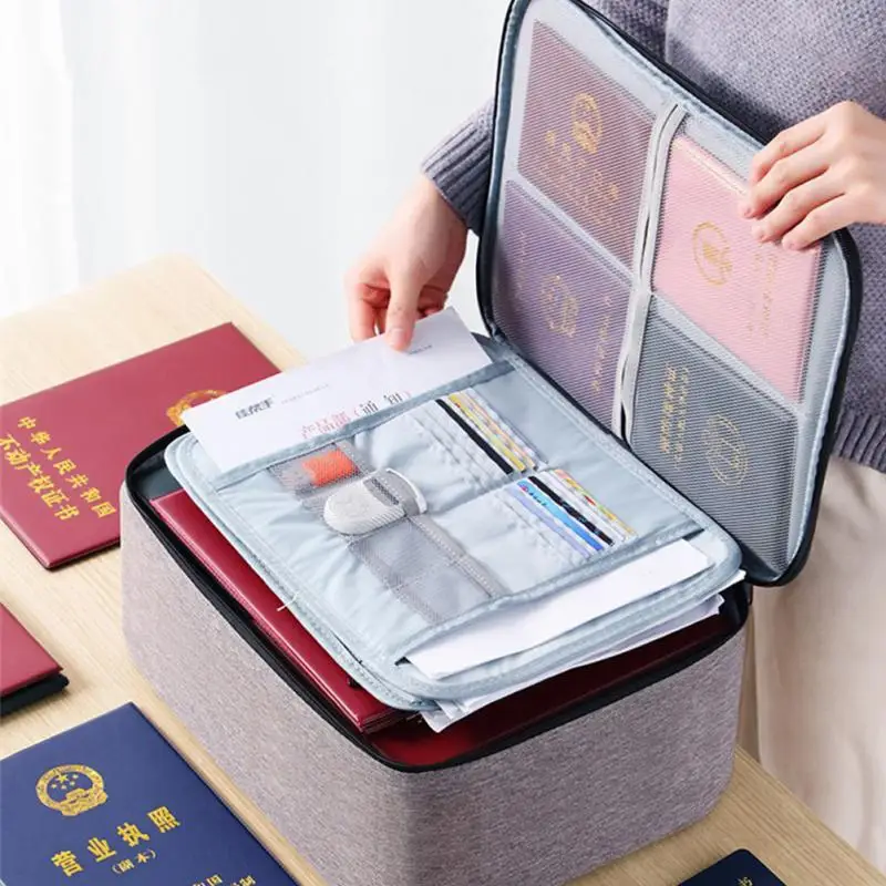 

Large Capacity Multi-Layer Document Tickets Storage Bag Certificate File Organizer Case Home Travel Passport Briefcase With Lock