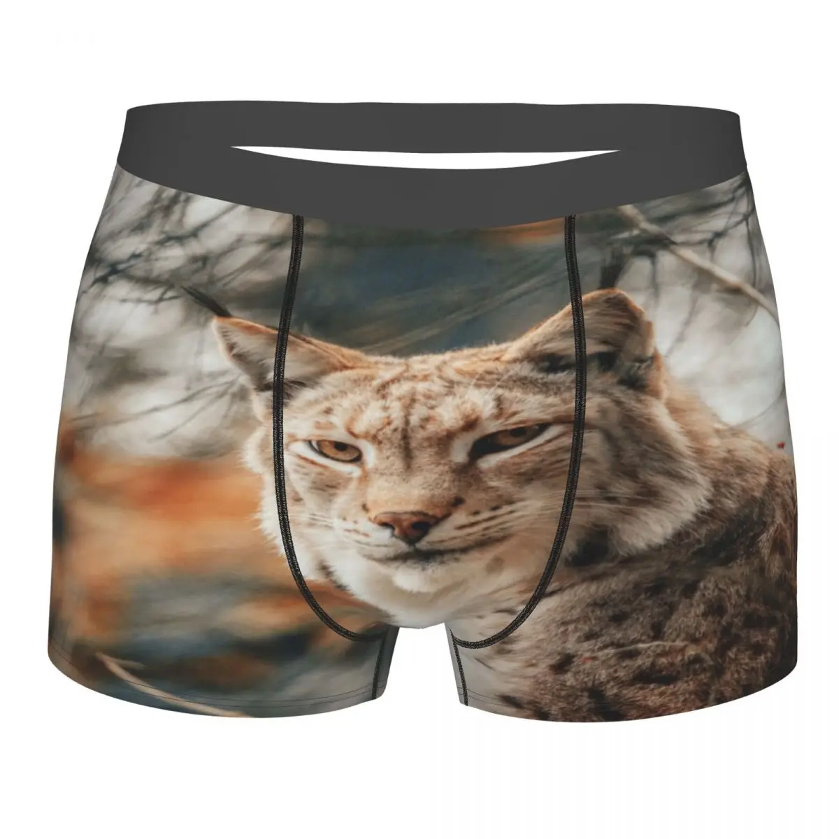Boxer Men Shorts Underwear Male Lynx Standing In Forest Boxershorts Panties Underpants Man Sexy