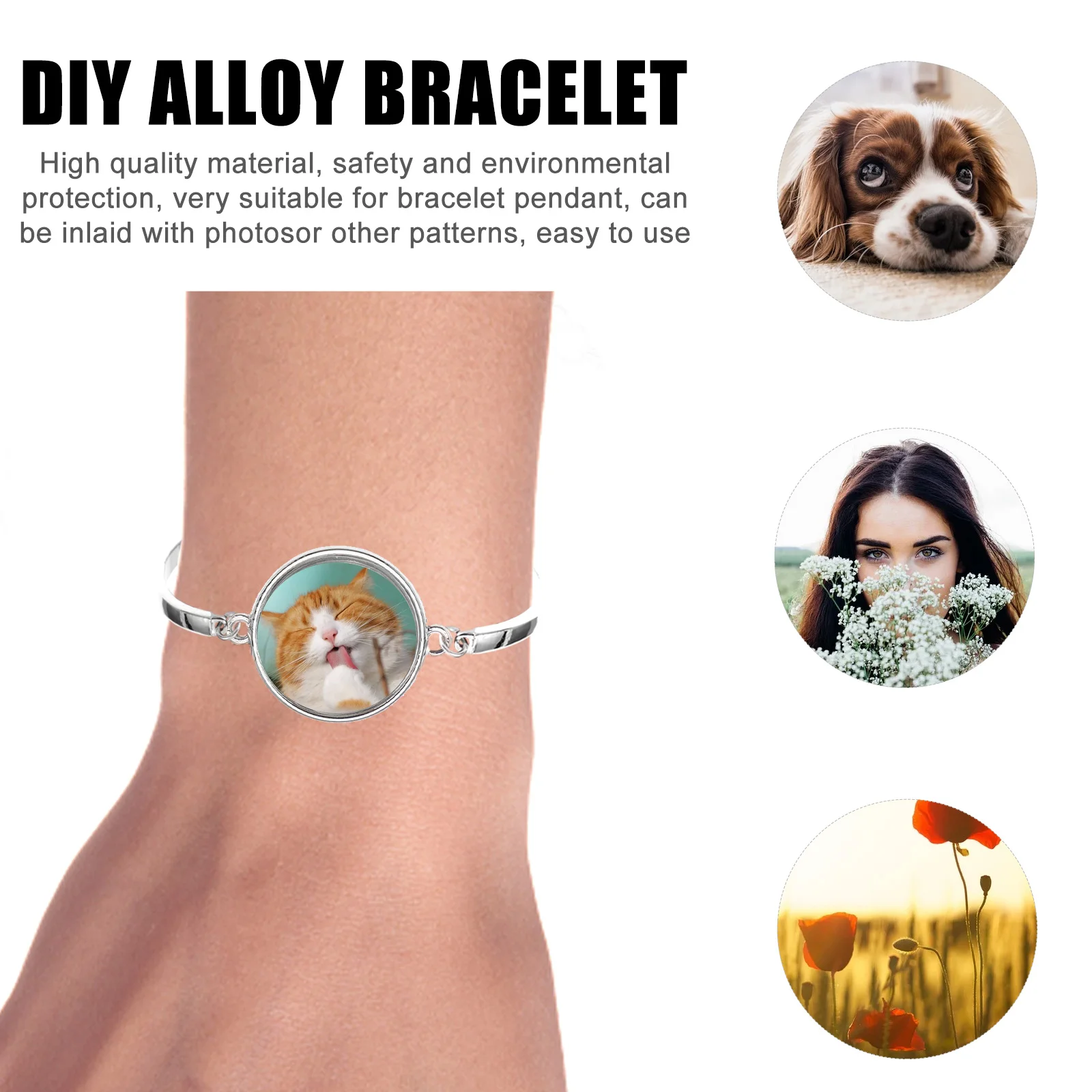 Bracelet Bezel Base Tray Blank Jewelry Bangles Lobster Clasp Round Adjustable Bangle Diy Making