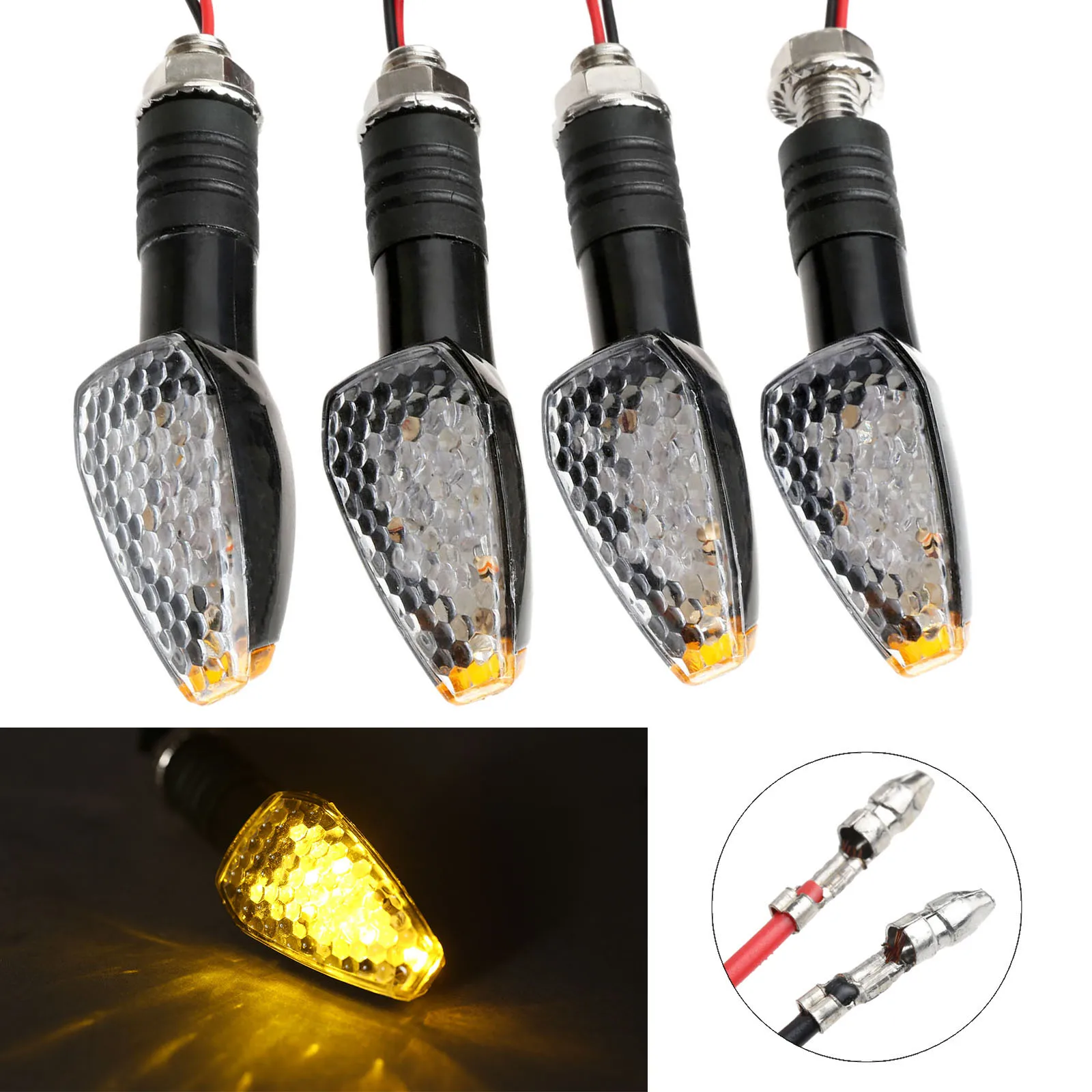 

4Pcs 12V Universal Motorcycle LED Turn Signal Light Blinker Side Maker Indicator Lights Flasher For Honda Yamaha Kawasaki Suzuki