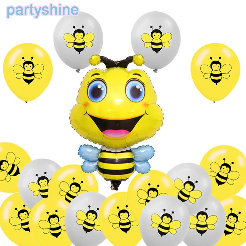 Bumble Bee Balloons Yellow Grey Bee Ballons For Baby Shower Supplies Jungle Theme Party Decorations Kids Birthday Parties Decor