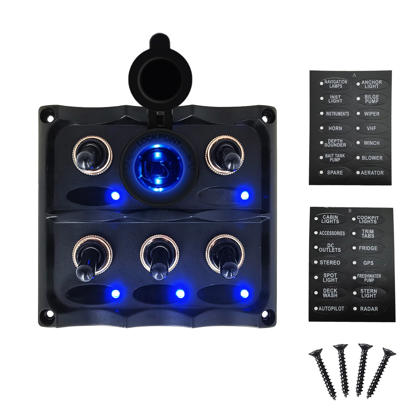 

Морской тумблер, панель кулисного переключателя, 12 В, водонепроницаемый вольтметр, розетка прикуривателя, автоматический выключатель, автомобильный переключатель для лодки