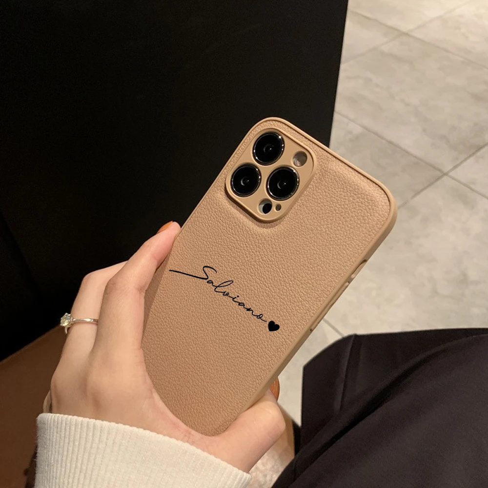 Personalised Customized Name Heart Leather PU Case For iPhone 14 13 12 11 Pro Max XS XR 7 8 Plus Luxury Cover for iPhone 13 Pro