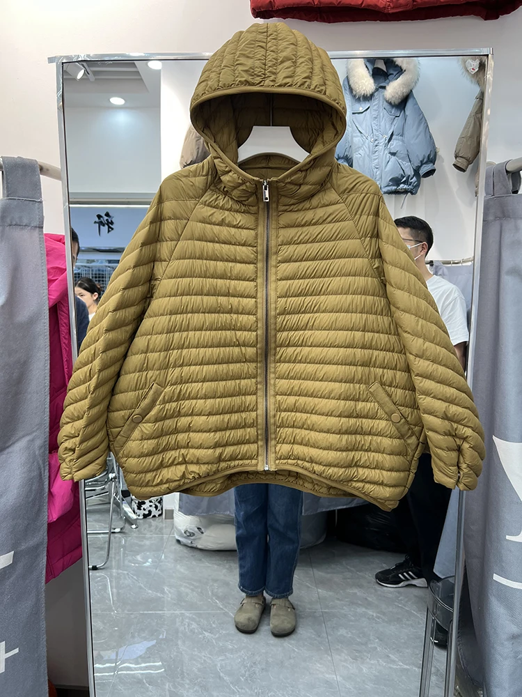 Vintage Women Oversized Down jacket Fall Winter Casual 2022 New Ultra Light Lantern sleeve Down coat Short Elegant