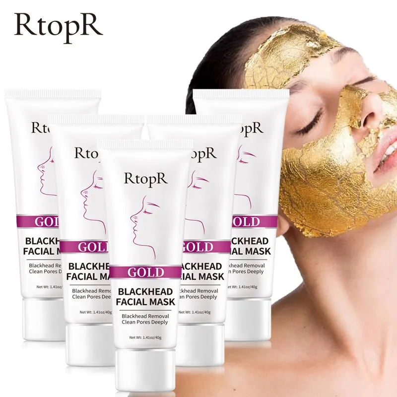 

5 pcs Remove Blackhead Gold Nose Mask Face Deep Cleansing Pore Peeling Acne Face Whitening Hydrating Golden mud Skin Care