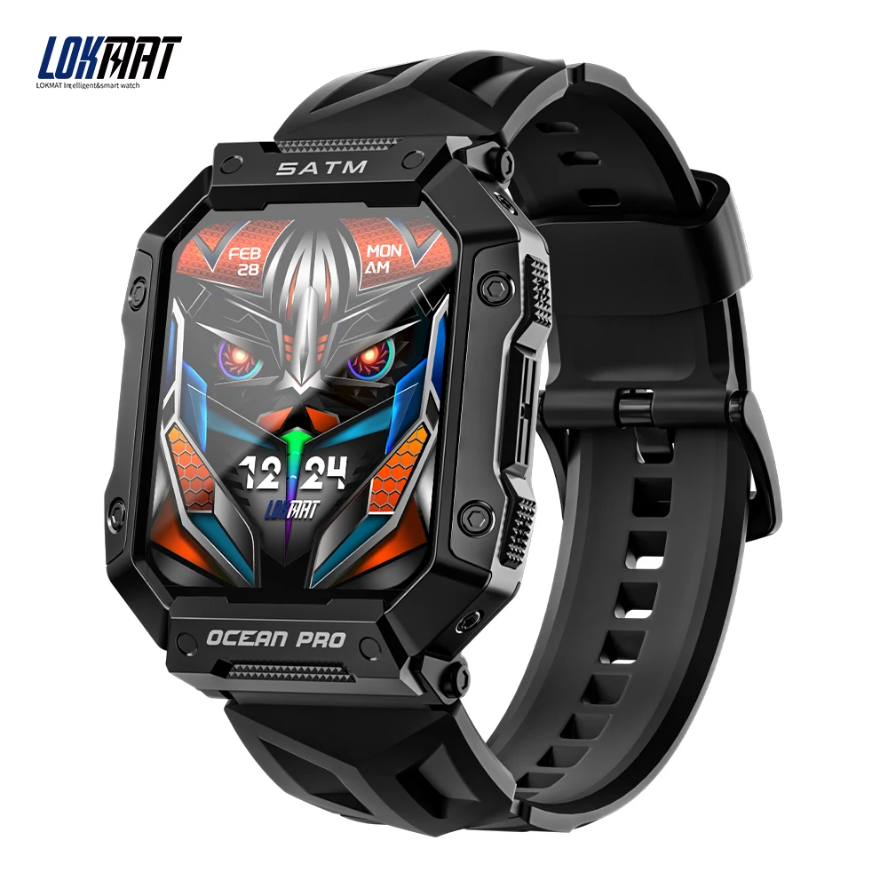 LOKMAT OCEAN PRO Smart Watch Bluetooth IP68 Waterproof Messages Reminder Touch Screen Heart Rate Tracking Watches for Phone
