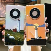 hand painted lighthouse print bird seagull phone case for samsung s20 ultra s30 for redmi 8 for xiaomi note10 for huawei y6 y5