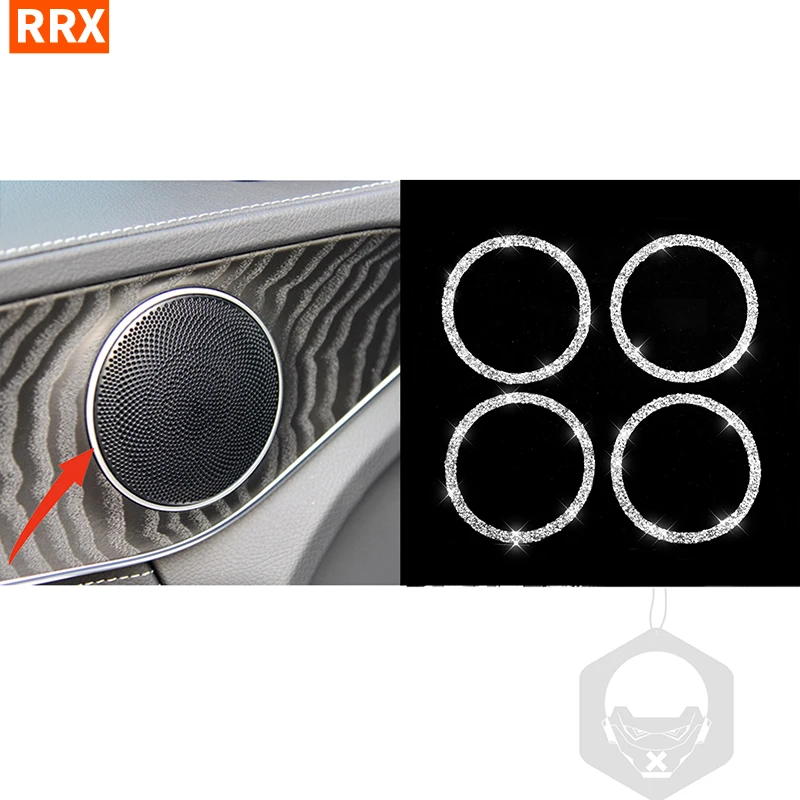 

Car Doors Horn Ring Sticker Crystal Clear AB Rhinestone Diamond Shine Stone For Mercedes-benz W205 C180 C200 C300 GLC