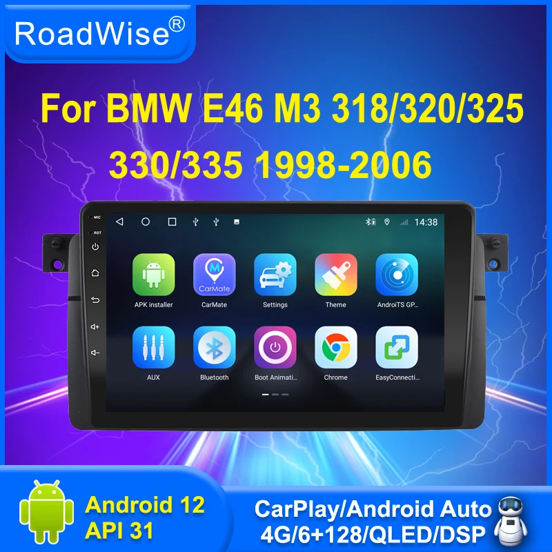 

Автомобильный радиоприемник 8 + 256 Android 12 для BMW E46 M3 318 320 325 330 335 1998 - 2006 мультимедийный Carplay 4G Wifi GPS DVD DSP 2 Din Авторадио