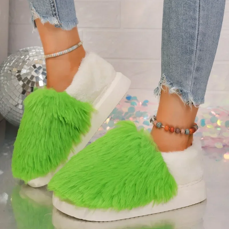 Women's 2024 autumn and winter new plush home lazy cotton slippers anti slip durable fashionable warm shoes