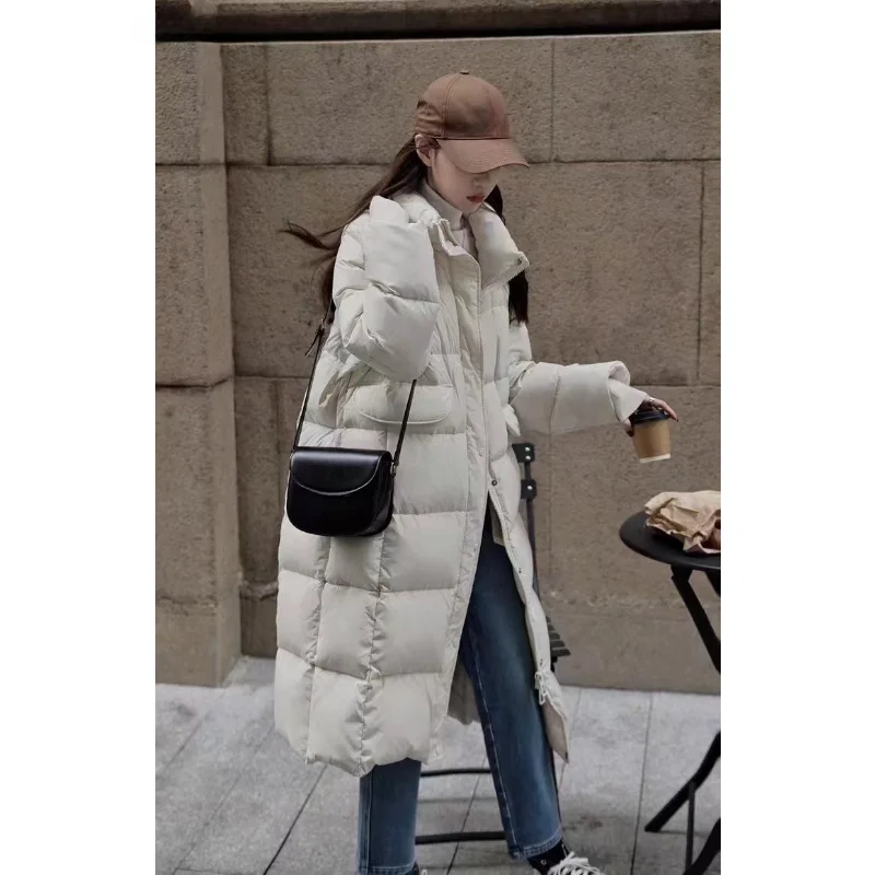 

Женский пуховик средней длины, теплый пуховик в Корейском стиле на белом утином пуху, Осень-зима 2023