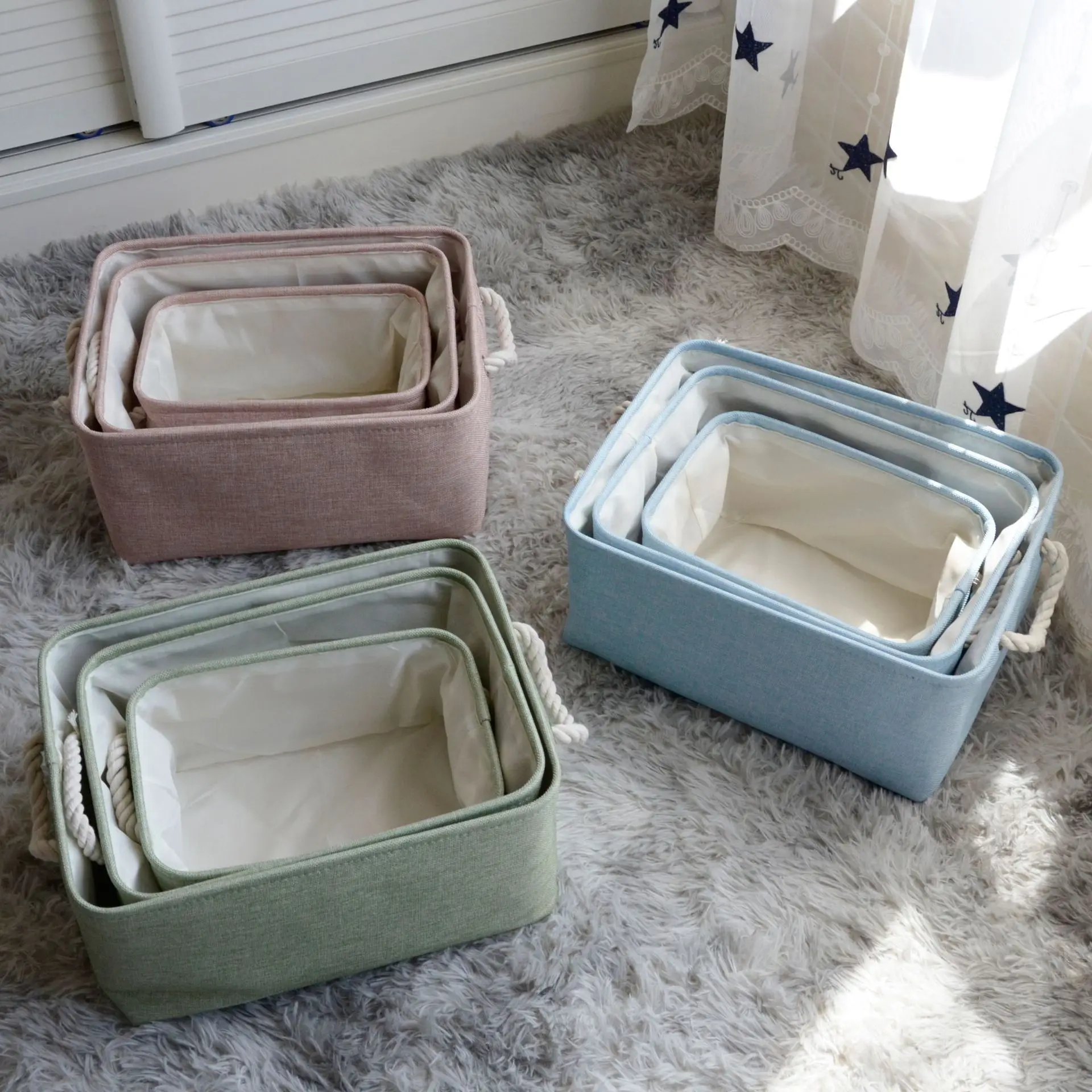

Nordic Japanese Fabric Storage Basket Desktop Debris Storage Box Snack Toy Storage Basket Room Finishing Make Up Organizer