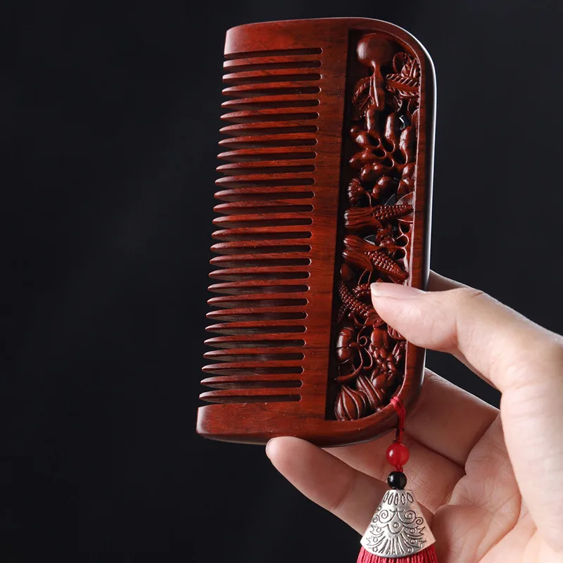 

Расческа для волос из бокса и сандалового дерева, с принтом