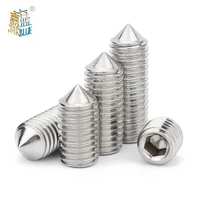 10pcslot stainless steel slotted head cone point grub set screw m1 6 m2 m2 5 m3 m4 m5 m6 m8 m10 tapered end headless bolt