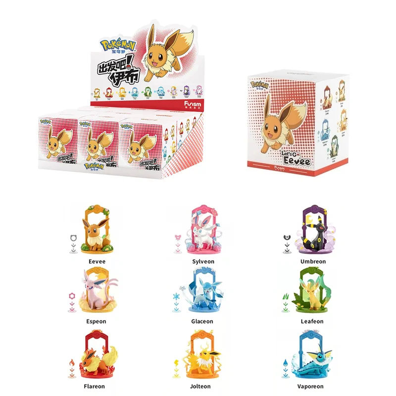 

Eevee Family Mystery Box Genuine Pokemon Anime Action Figure Eevee Fans Collection Gifts Doll Blind Box Room Decor Ornament