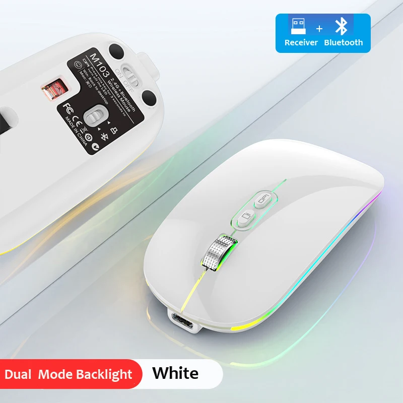 

Souris sans fil Bluetooth double Mode, avec fonction de bureau en un clic, Type C, Rechargeable, silencieuse, rétro-éclairage, p