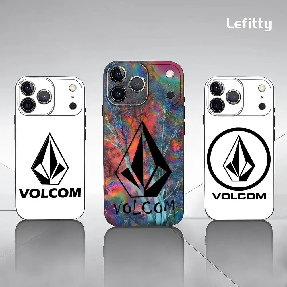 Фото Модный чехол для телефона V-Volcom для IPhone 17, 16, 15, 14, 13, 12, 11 Pro Max Plus, мини-черный матовый мягкий чехол №1