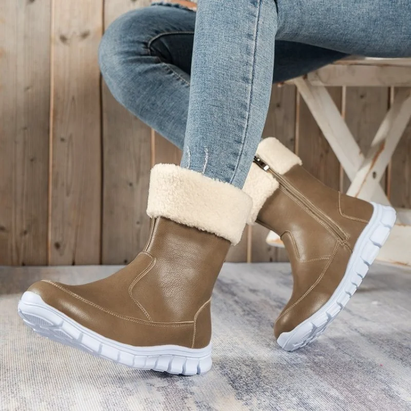 Women's Ankle Boots Autumn and Winter New Women's Shoes 2023 Solid Color Flat Shoes Women's Outdoor Fashion Casual Side Zipper