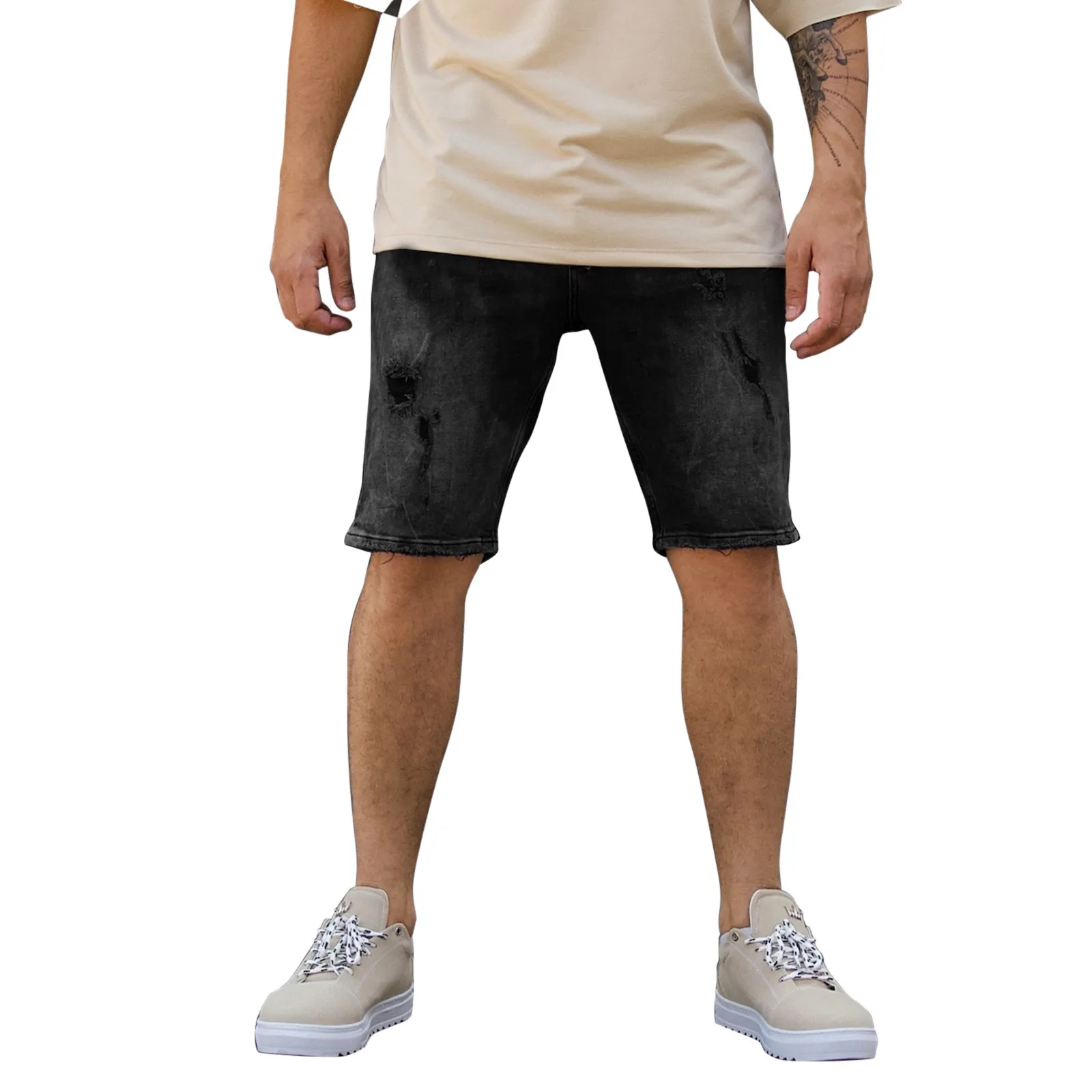 

Джинсы мужские повседневные с карманами, шорты из денима для спорта и бодибилдинга, облегающие брюки для мужчин, весна-лето