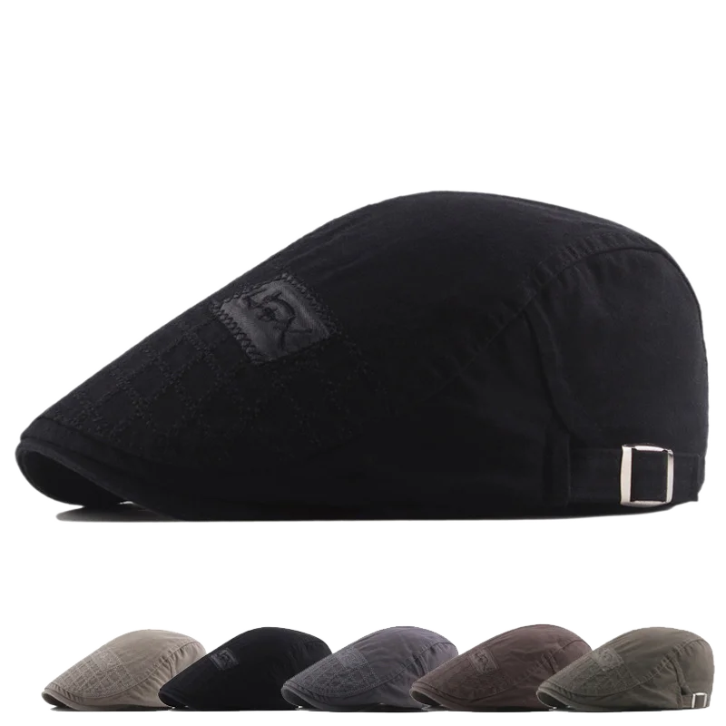 

GQILYYBZ beret men's golf cap spring and autumn patch embroidered cotton cap male simple forward hat casual caps for men