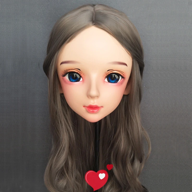 Фото (Ши-10) Женская милая девушка Смола Половина головы Кигуруми BJD Глаза Crossdress Косплей Японское аниме Ролевая маска Лолиты с глазами и париком №1