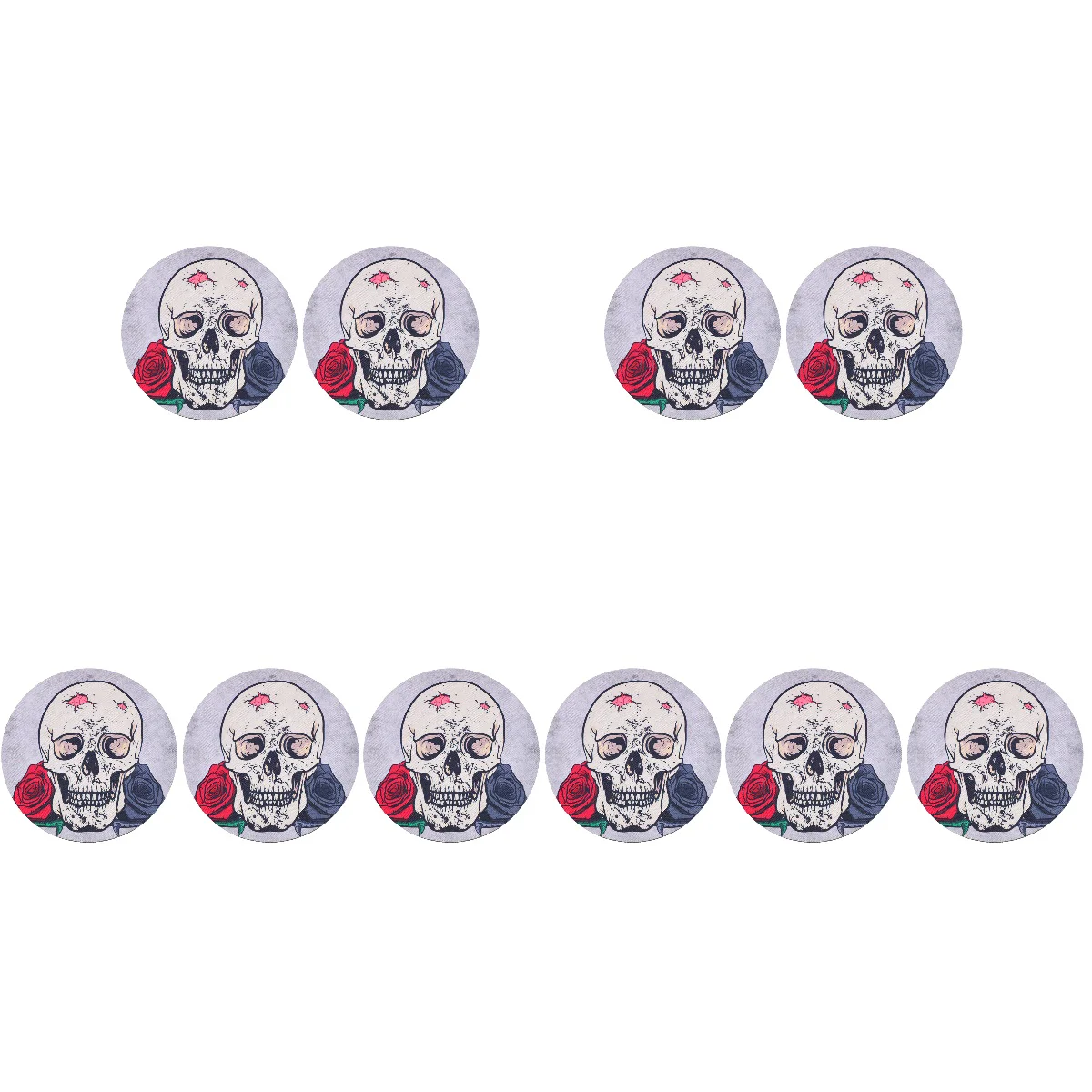

10 pcs Skulls Pad Round Mat Nonslip Rubber Pad for Home Office