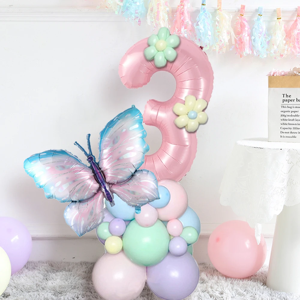 

1 Набор цветных шаров Макарон 40 дюймов цветные цифры бабочки радужные фольгированные шары для будущей мамы на день рождения дизайнерские украшения