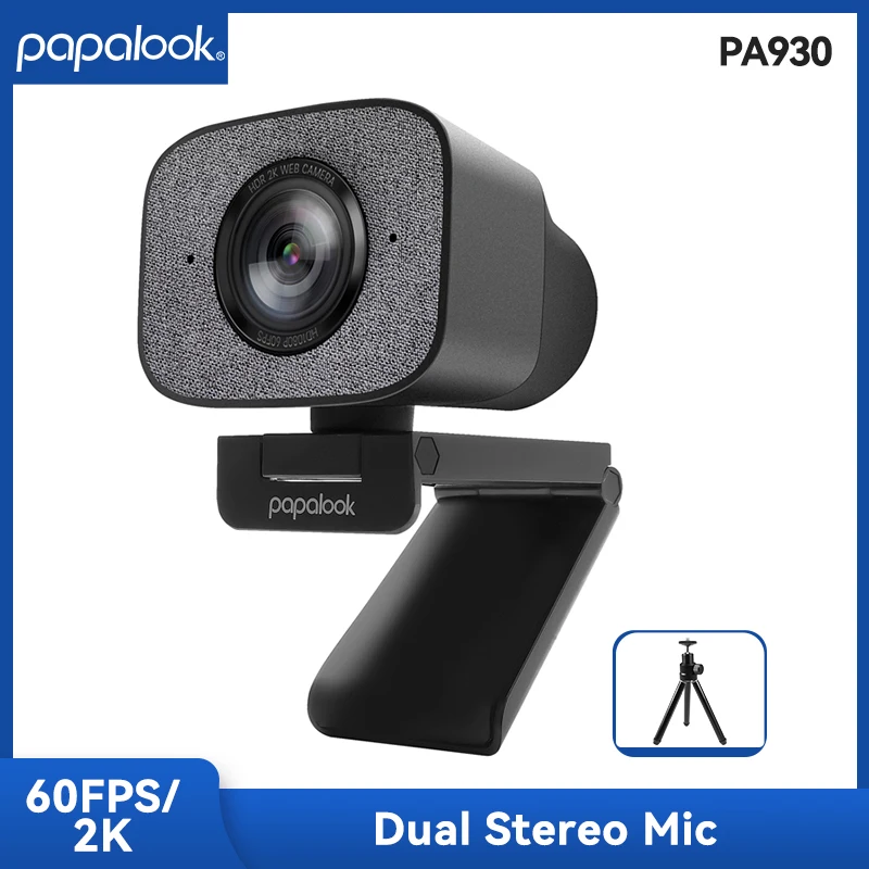 

2K HDR 1080P Webcam, PAPALOOK PA930 60FPS Streamcam PC Streaming Live USB Web Camera with Dual Stereo Mic for OBS/SKYPE/ZOOM