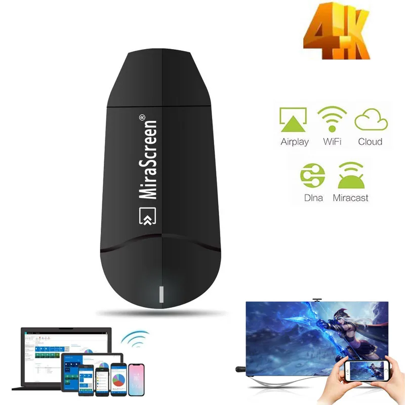 

ТВ-флешка M2 Pro K6 4K HD Mirascreen 2,4G 5G WiFi ТВ-дисплей Dongle приемник Dual Band Miracast для DLNA Airplay Anycast