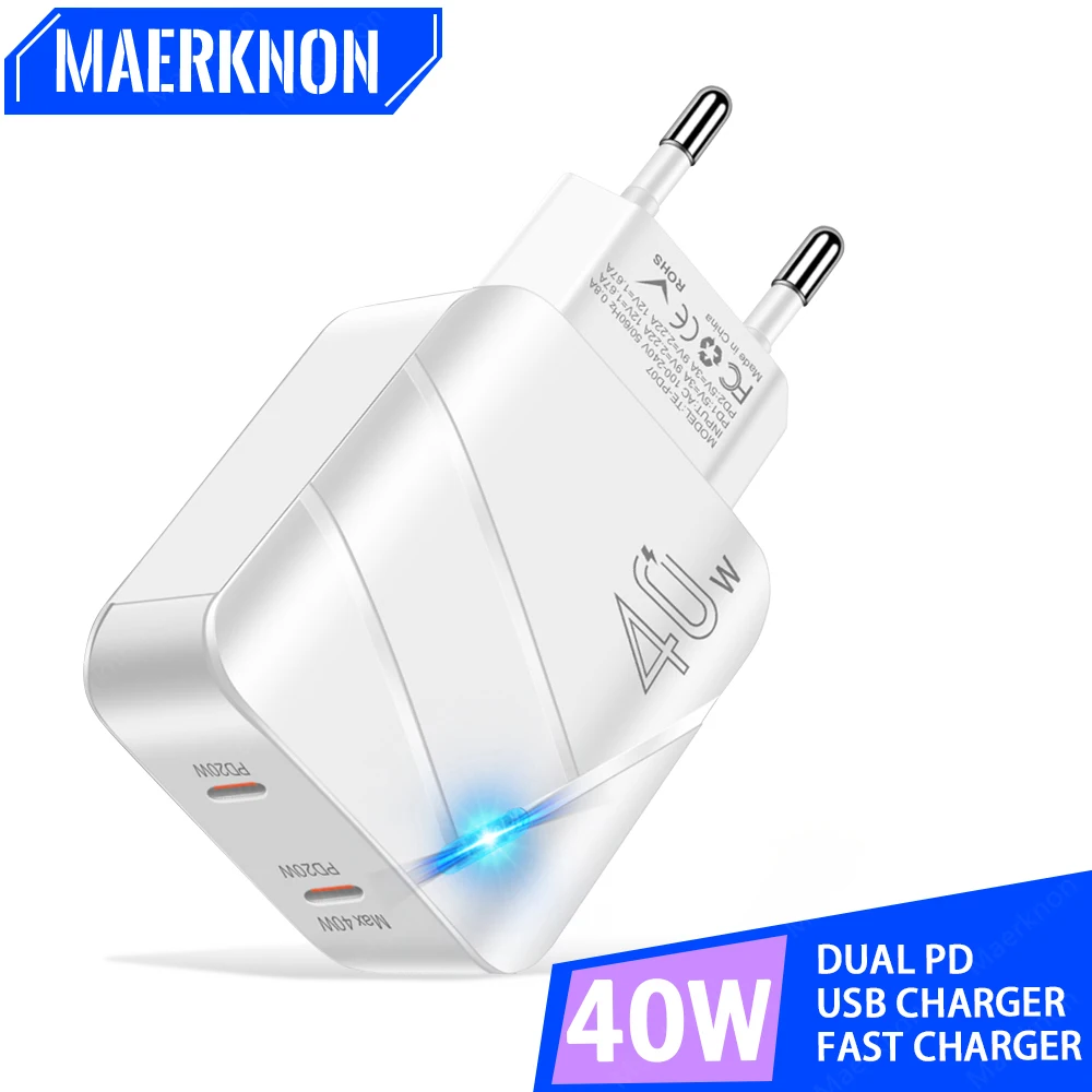 

40W USB C Charger Dual Ports PD Fast Charging Wall Charger For iPhone 14 Xiaomi Samsung Huawei USB Type C Phone Charger Adapter