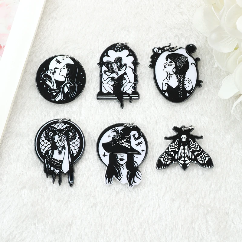 

12pcs Hecate Goddess Charms Acrylic Witch Butterfly Pendant Jewelry Findings For Earring Necklace Diy